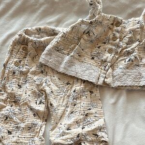 Floral Beige Kids Pajamas Set